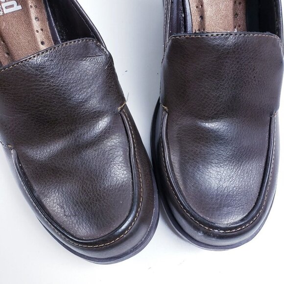 Vintage 90s y2k Bratz Brown Vegan Leather Chunky Heeled Pump Heel Size 7.5 - Picture 7 of 11